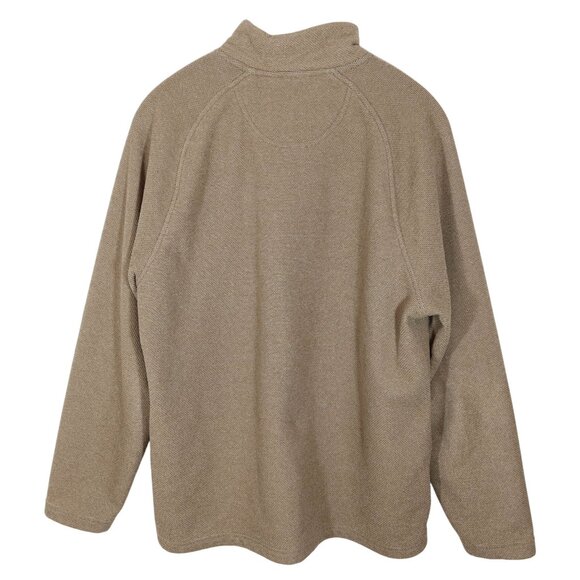 LL BEAN Tan Primafloft 1/4 Zip Sweater Fleece Pullover Size L w/ Pockets - Picture 2 of 6